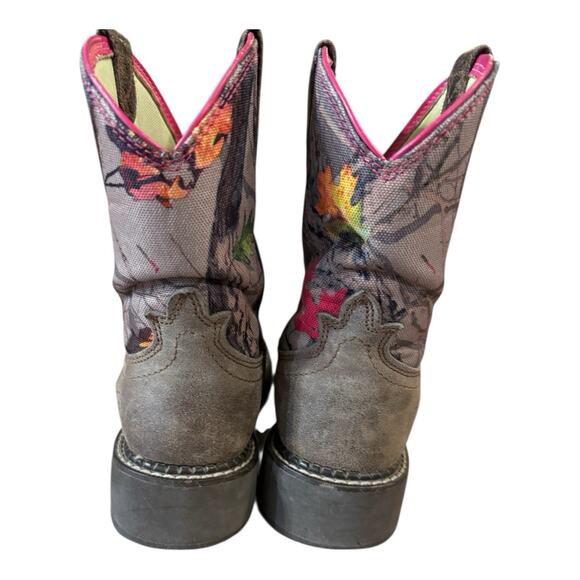 Ariat Fatbaby Women's Sz 7 B Camo Pink Brown Leather Stockman Cowboy Boots - Picture 3 of 9